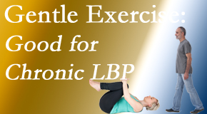 Chiropractic Solutions shares new research-documented gentle exercise for chronic low back pain relief: yoga and walking and motor control exercise. The best? The one patients will do. 