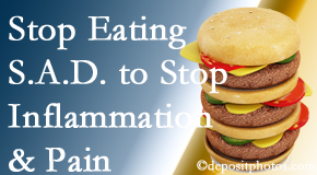 San Jose chiropractic patients do well to avoid the S.A.D. diet to reduce inflammation and pain.