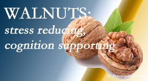 Chiropractic Solutions shares a picture of a walnut which is said to be good for the gut and reduce stress.