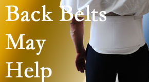San Jose back pain sufferers wearing back support belts are supported and reminded to move carefully while healing.