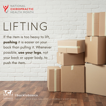 Chiropractic Solutions advises lifting with your legs.