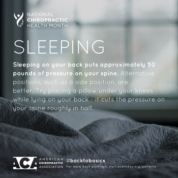 Chiropractic Solutions recommends putting a pillow under your knees when sleeping on your back.